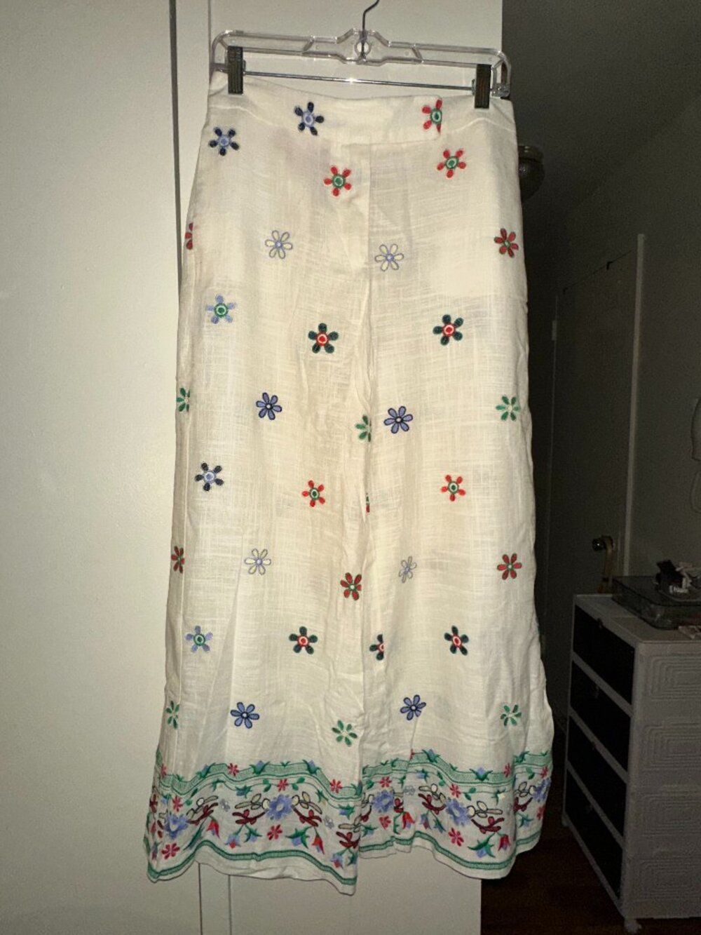 Zara Embroidered Linen Pants